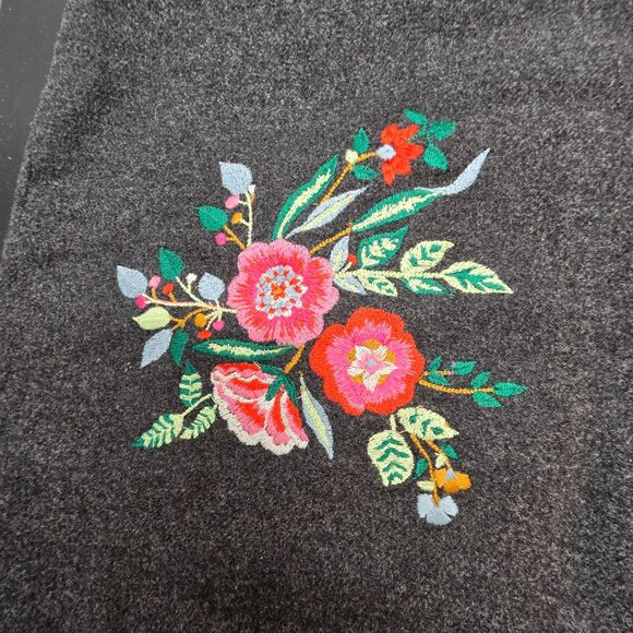 Loft Gray Skirt Wool Blend Floral Embroidered A-Line Gold Zipper Gold 4 JJ3988 - Picture 3 of 8